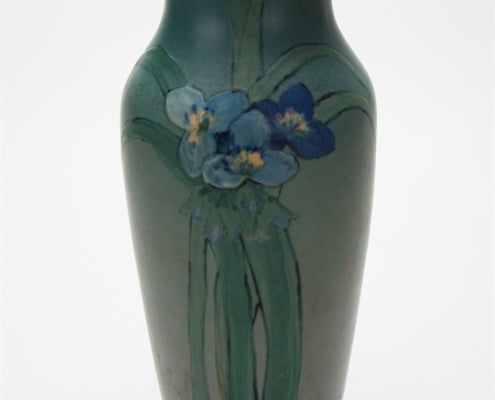 4. Vase - Hudson design (Weller Pottery) 1973.192-C M Yinger Weller Pottery Vase, Hudson design matte glaze on clay body Gift of Mrs. Harold Stream
