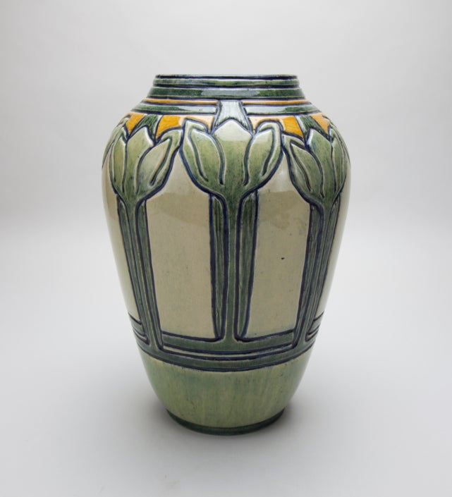 Tall Vase with Crocus Design