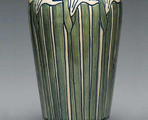 Roberta Kennon, artist, Louisiana iris vase, c. 1905