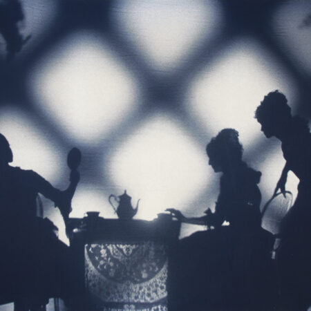 Carrie Mae Weems. Trio of Women at a Small Table, One Looking in the Mirror. 2003. From The Louisiana Project. Iris print on canvas.